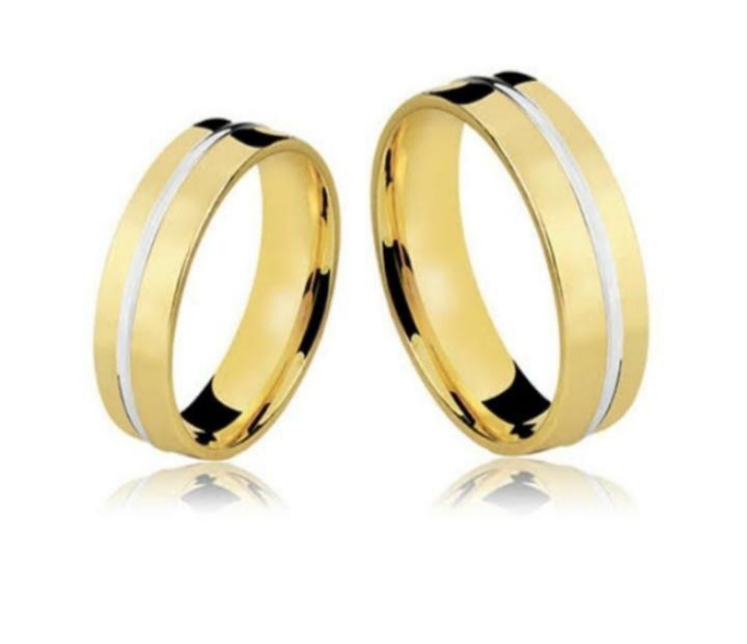 Par de alianças de casamento em ouro amarelo 18K