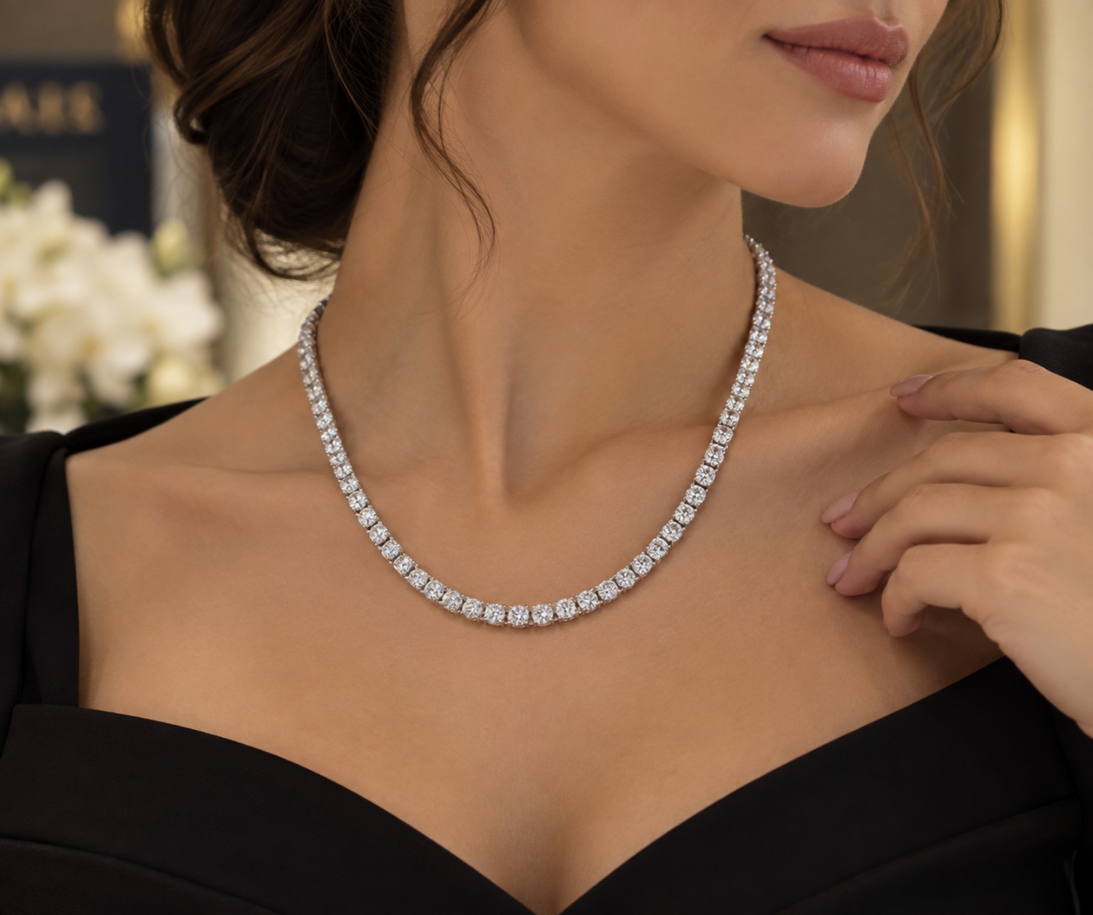 Colar Riviera com diamantes naturais da Dania Joias